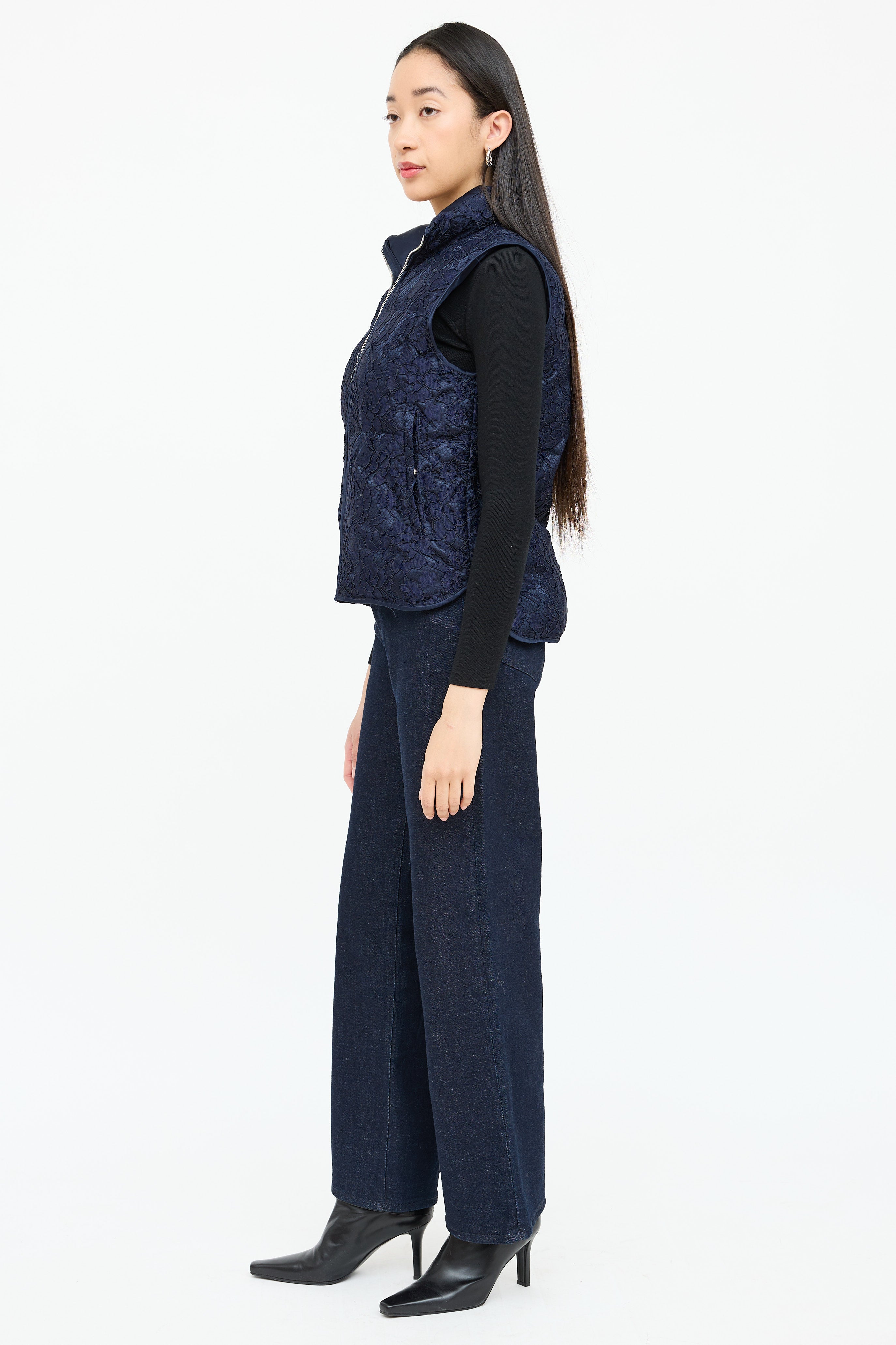 Sandro Lace Guipure Puffer Vest