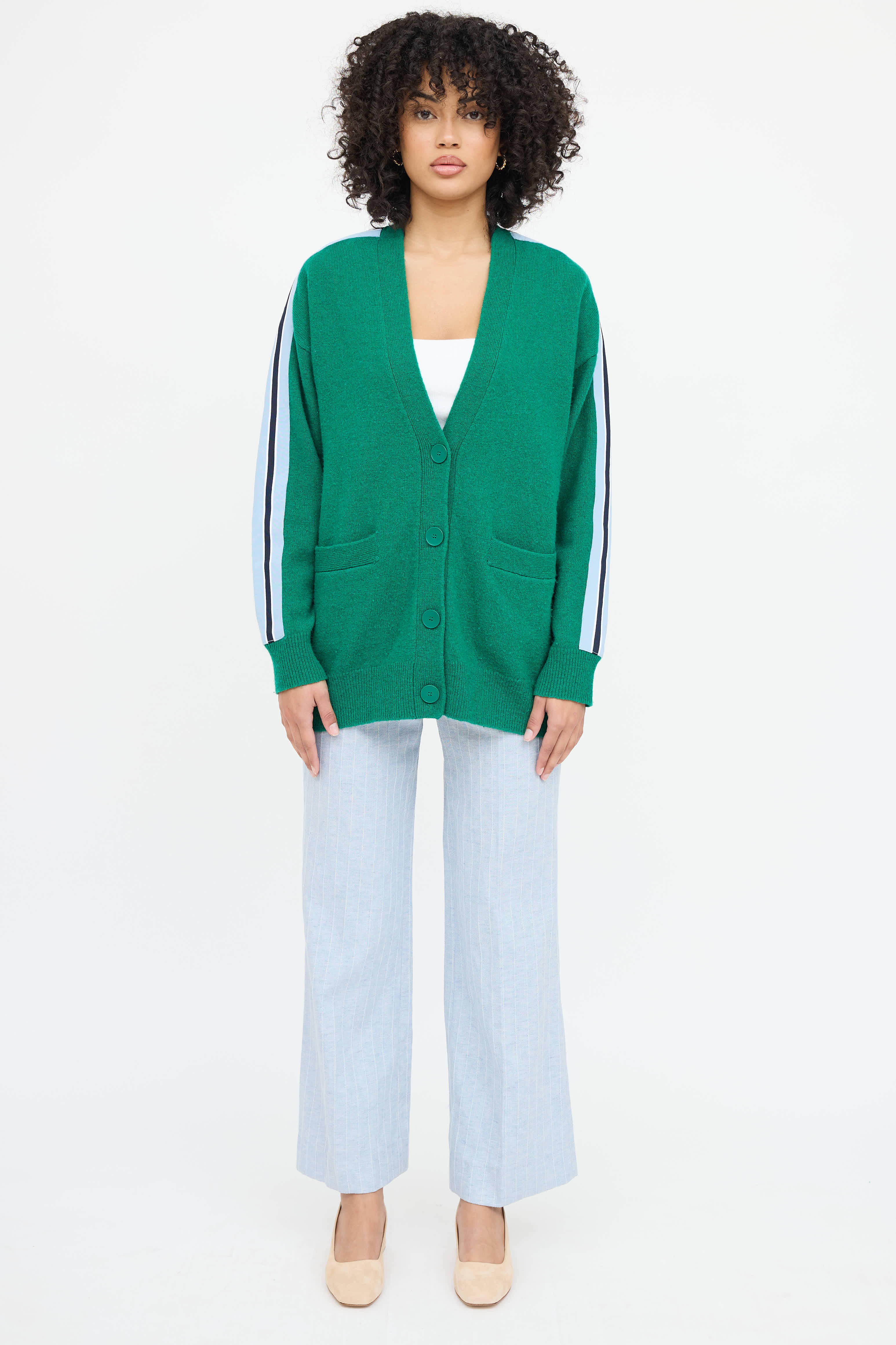 Sandro Pinstripe Wide Leg Trouser