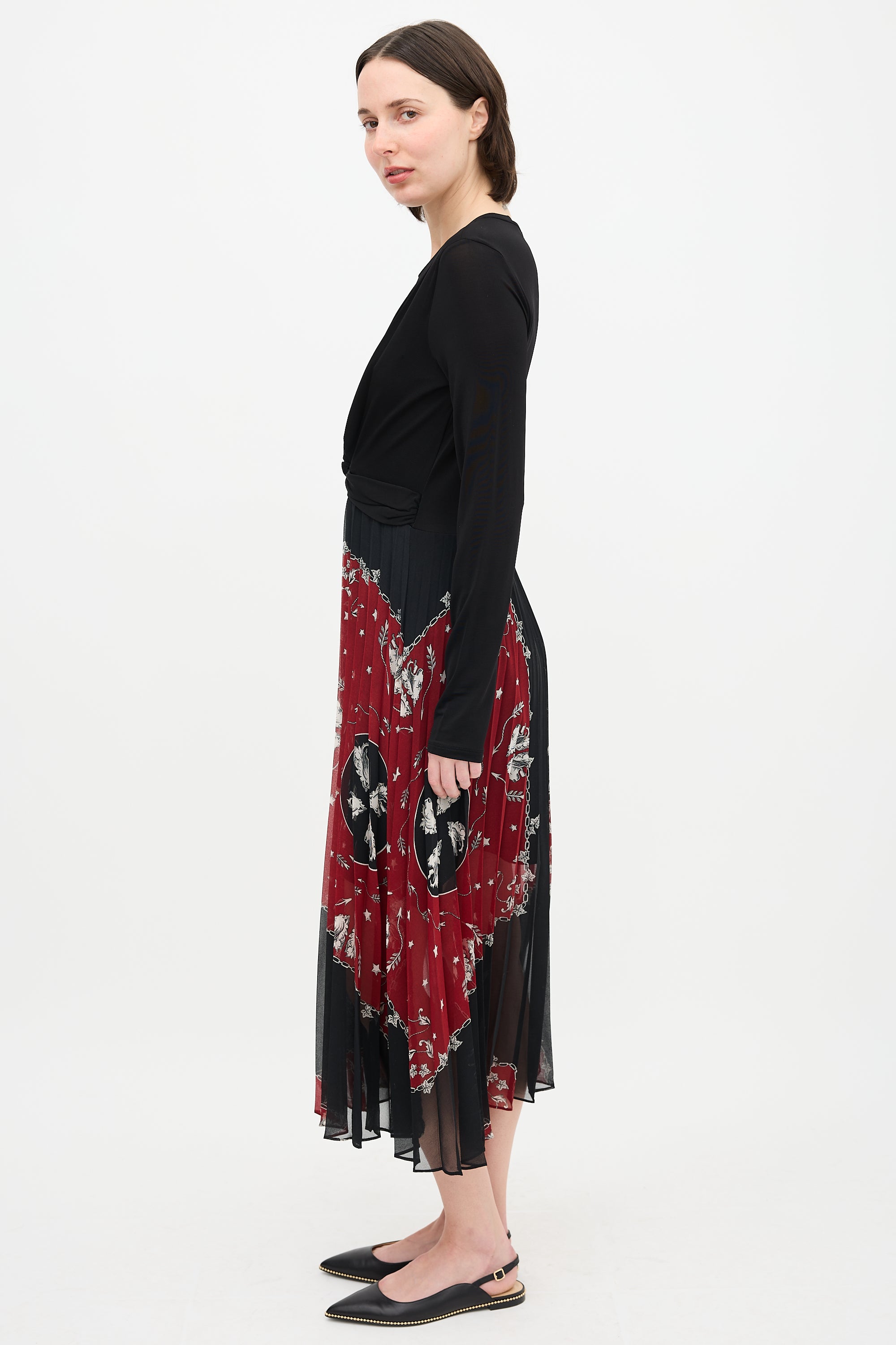 Sandro Pleated Print  Dress