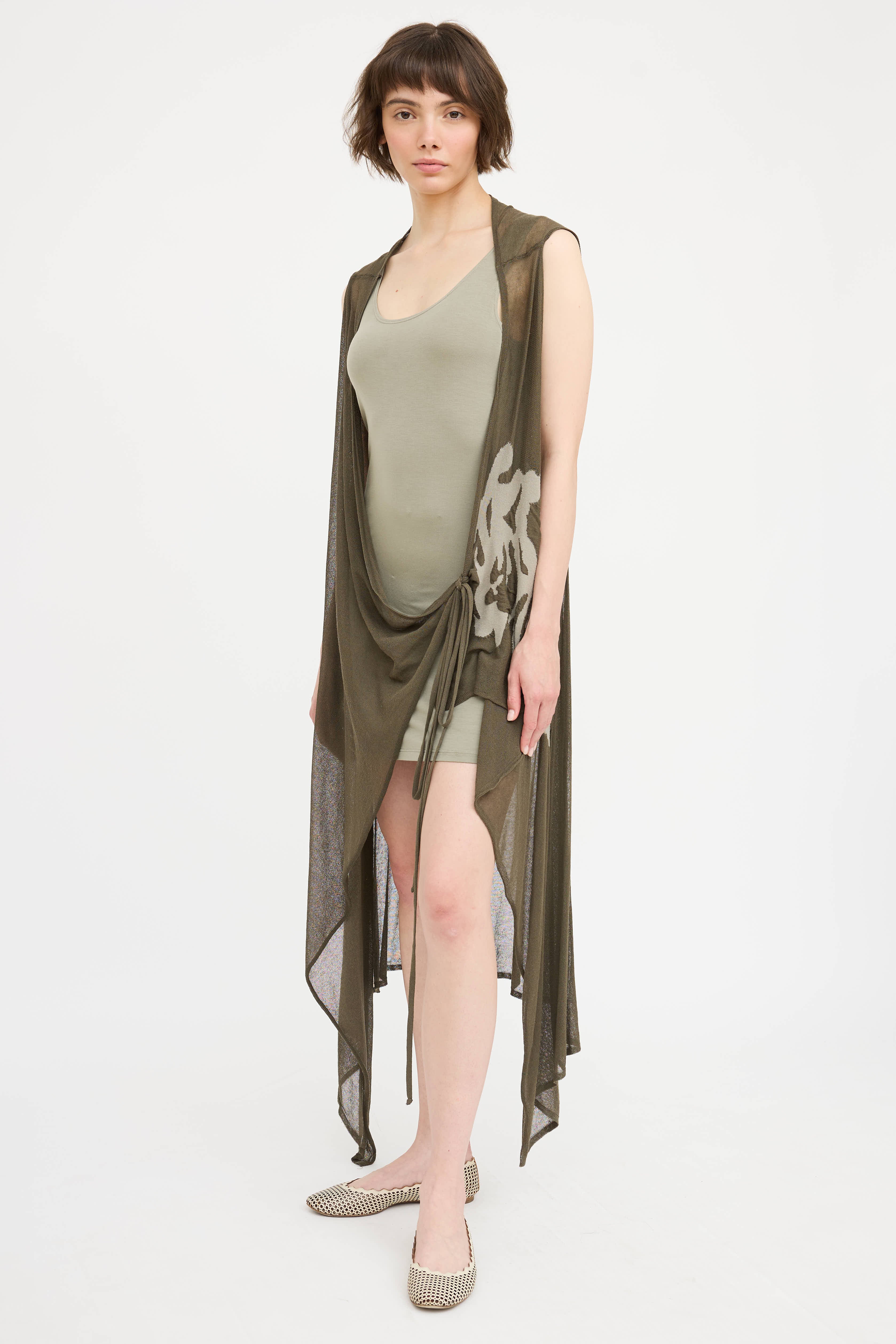 Sarah Pacini Layered Wrap Tie Dress