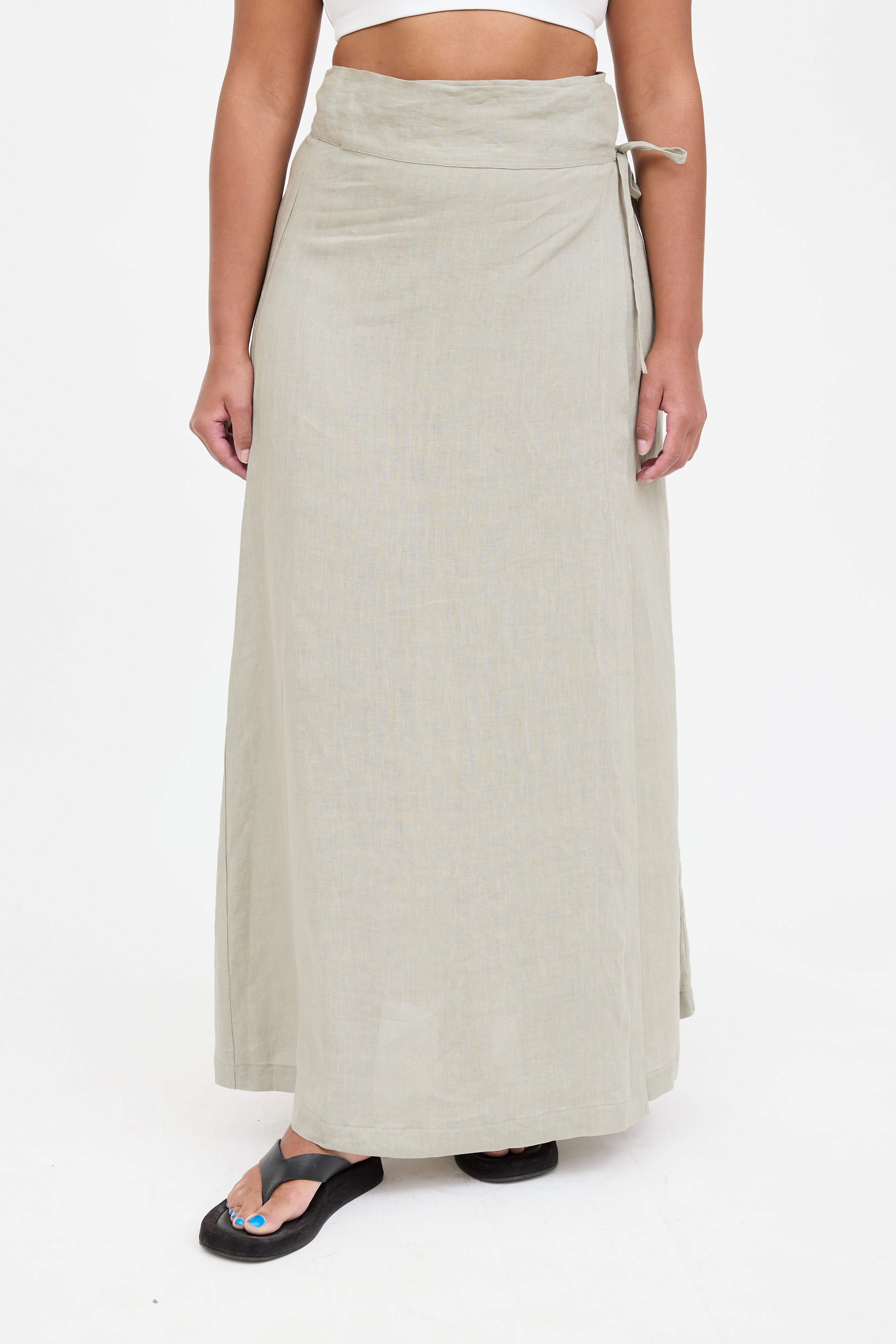 Sarah Pancini Linen Maxi Wrap Skirt