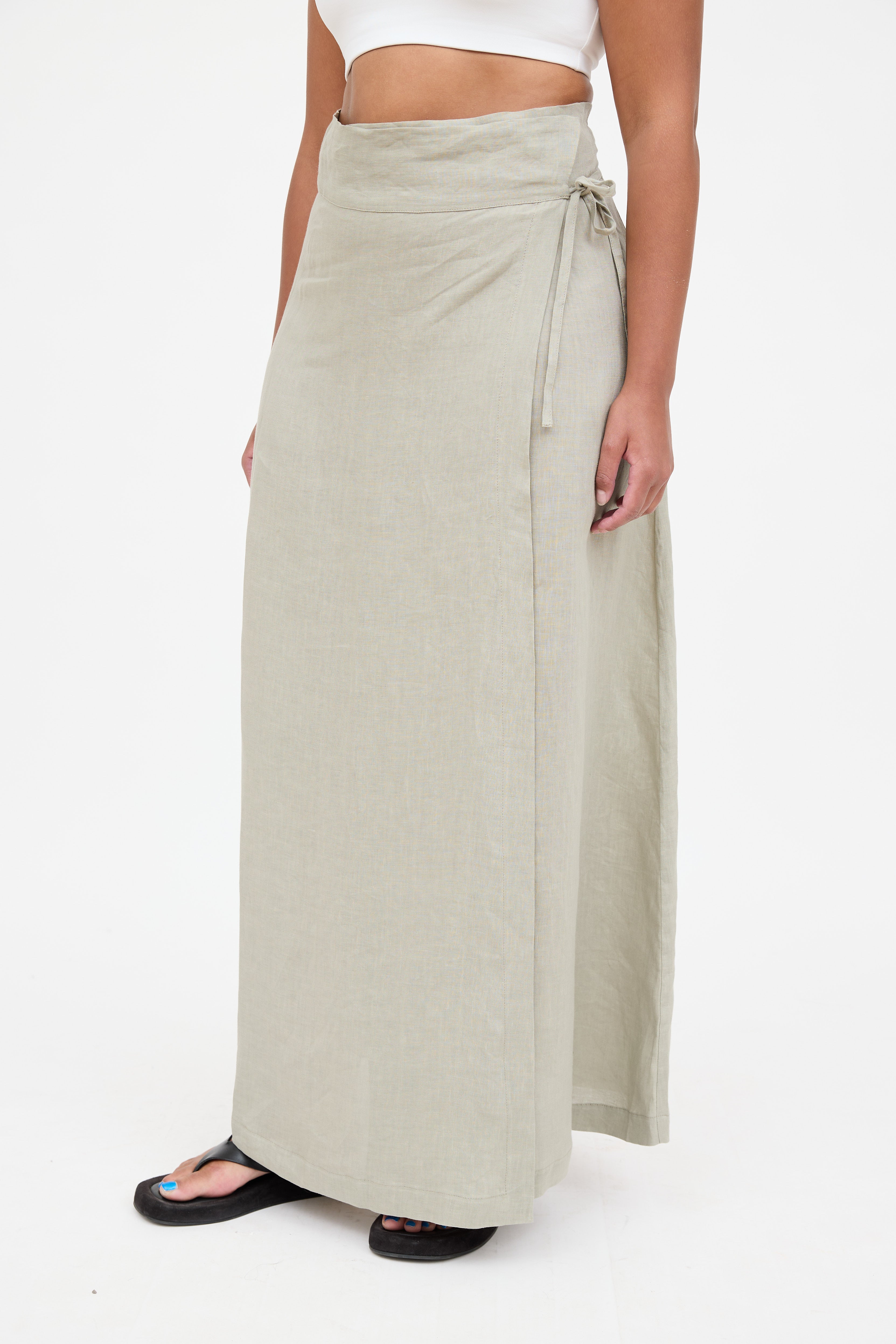 Sarah Pancini Linen Maxi Wrap Skirt