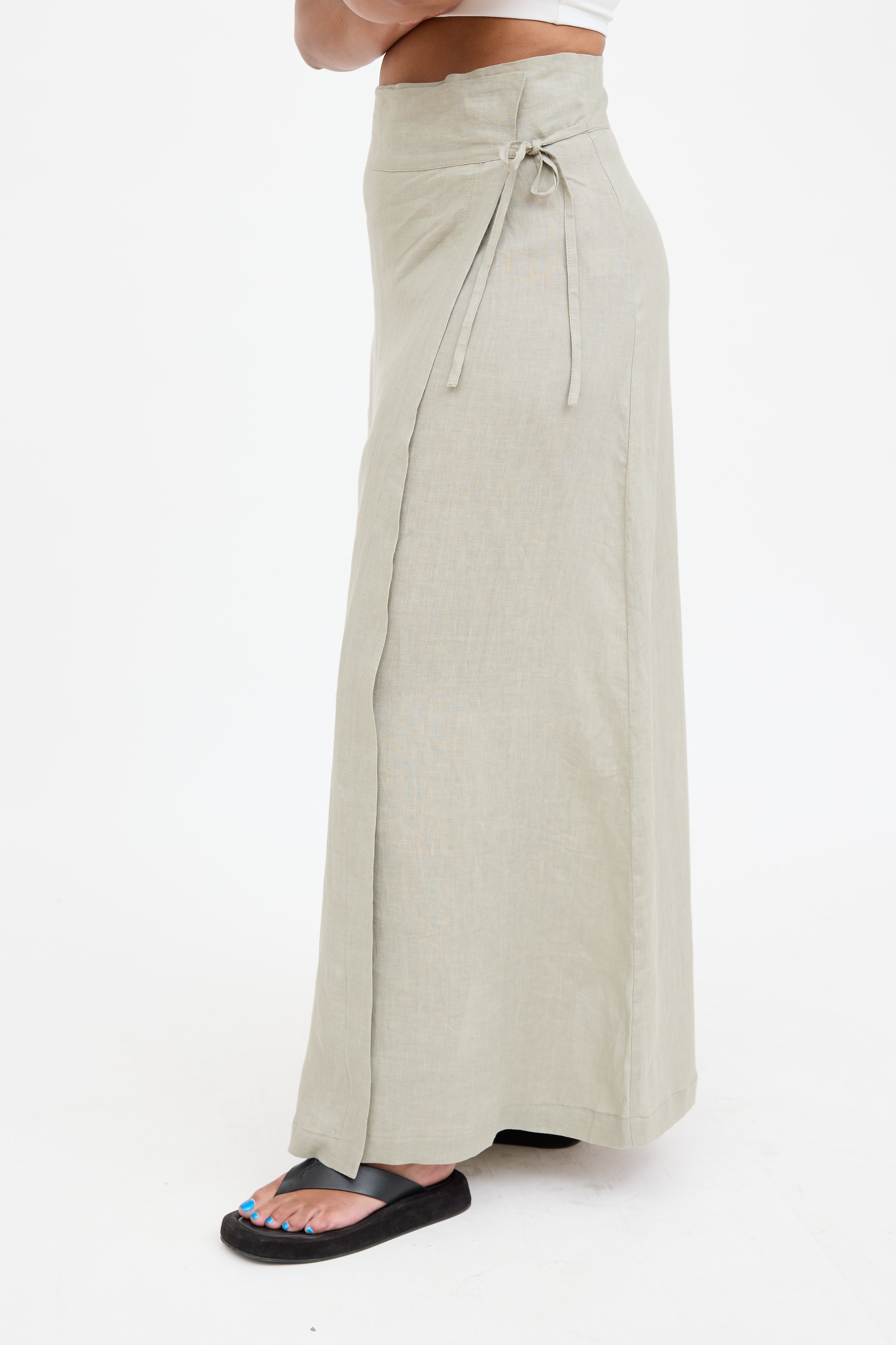 Sarah Pancini Linen Maxi Wrap Skirt