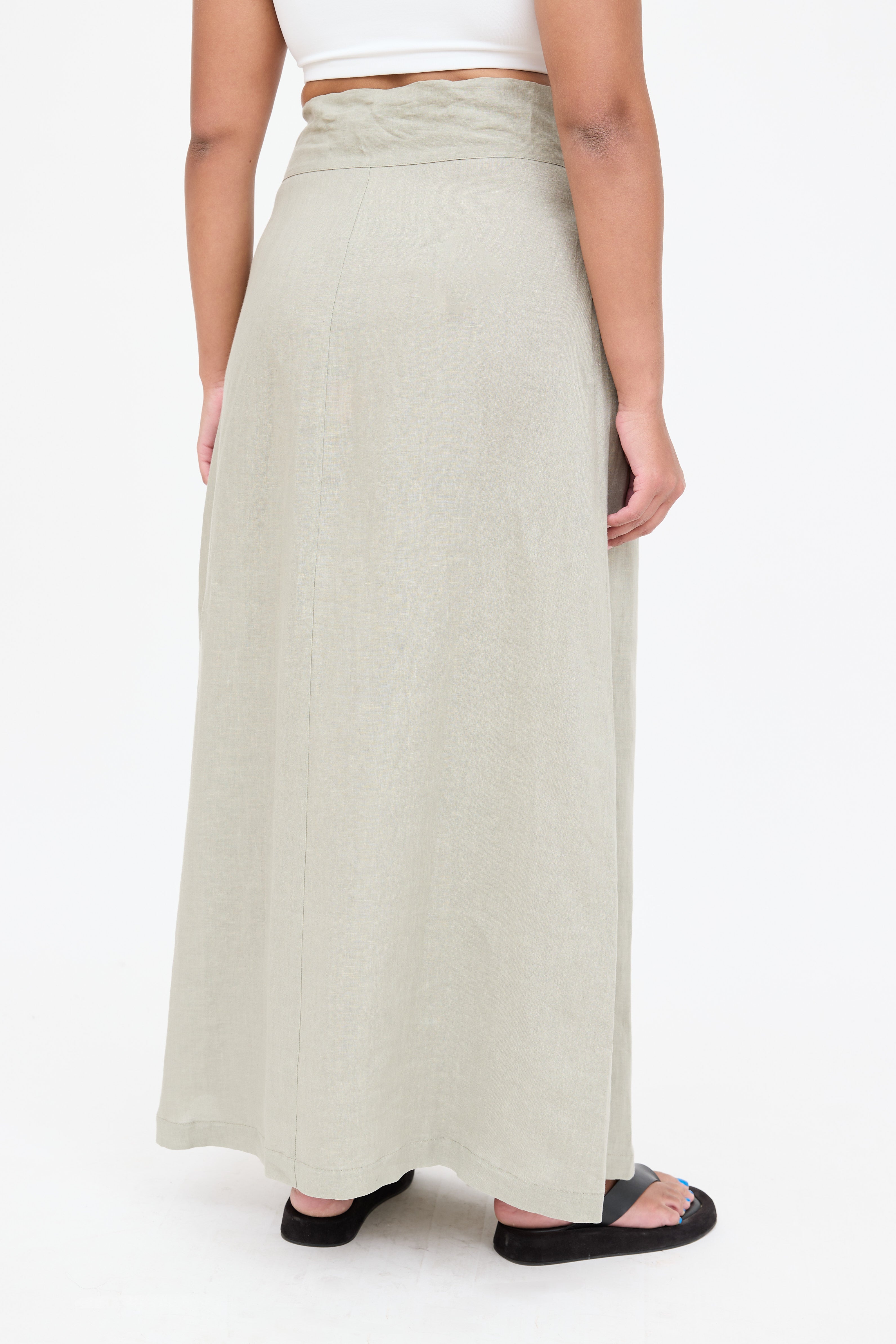 Sarah Pancini Linen Maxi Wrap Skirt