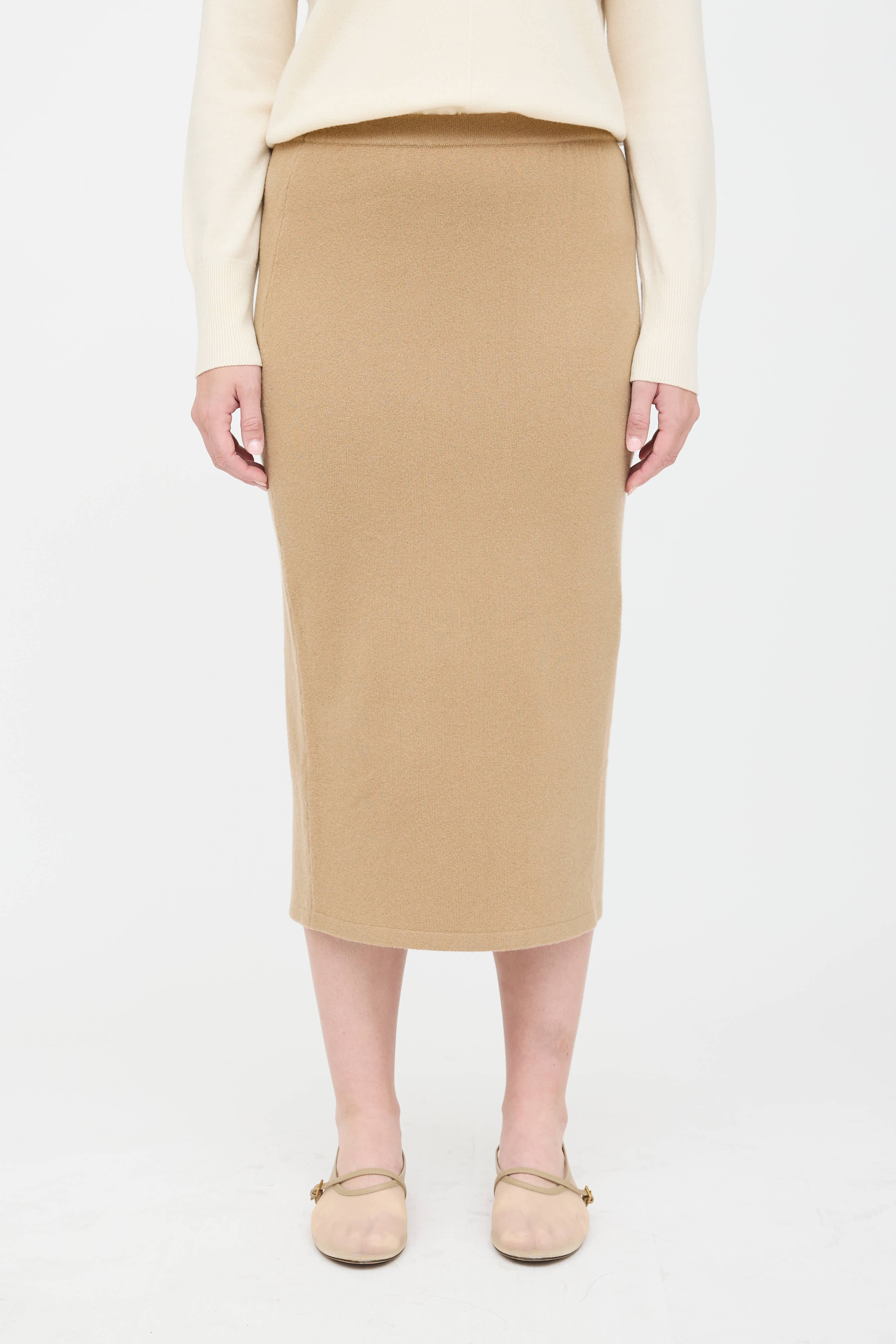 Black Goat Cashmere Midi Skirt