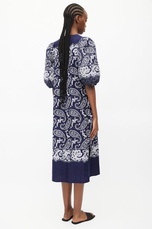 Sea Blue & White Paisley Dress