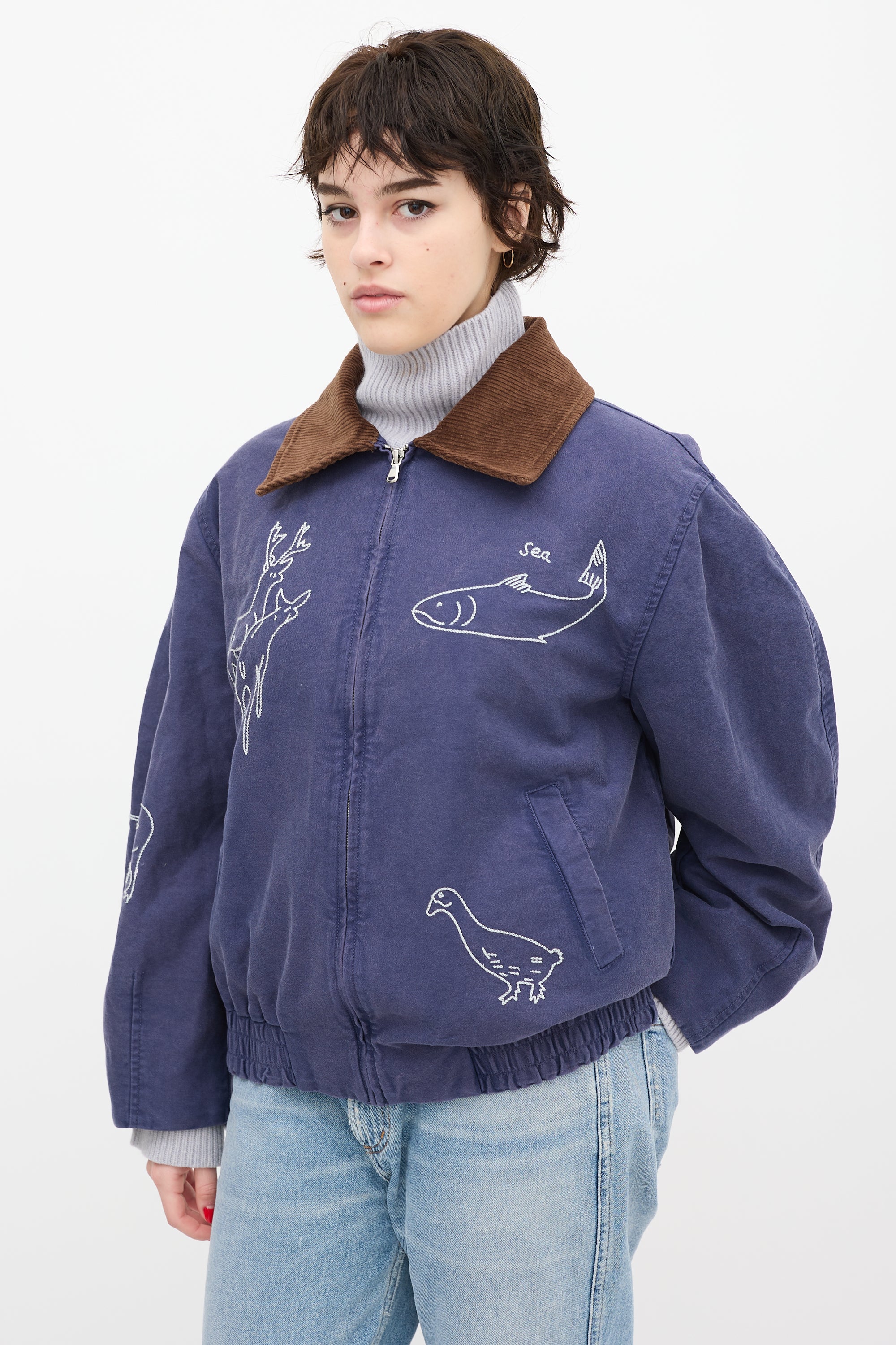 Sea Navy & Brown Demi Workwear Jacket
