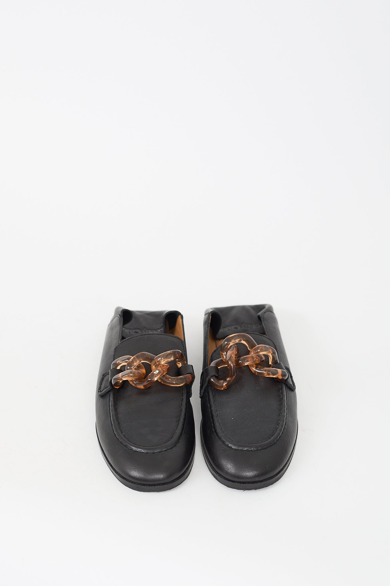 See by Chloé Black Leather Mahe Chain Loafer