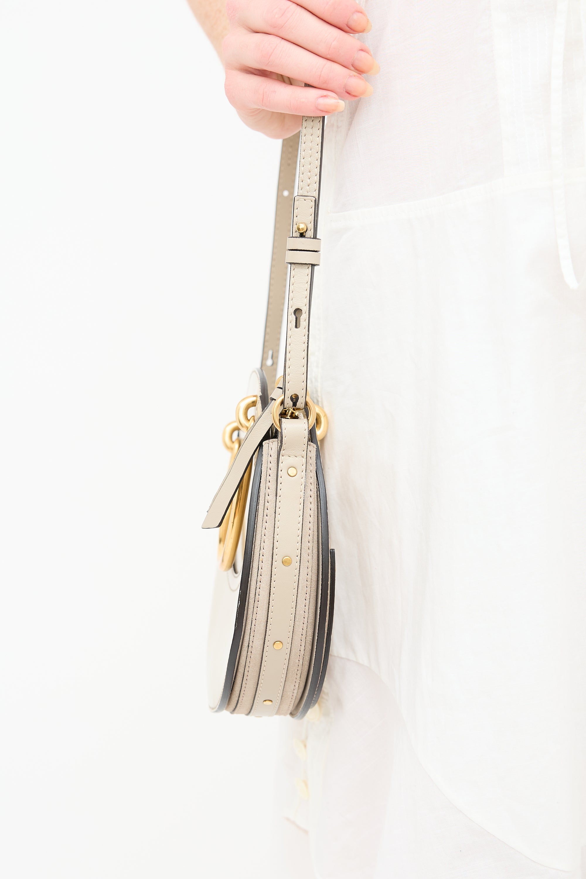 Chloé Taupe Leather & Suede Pixie Crossbody Bag