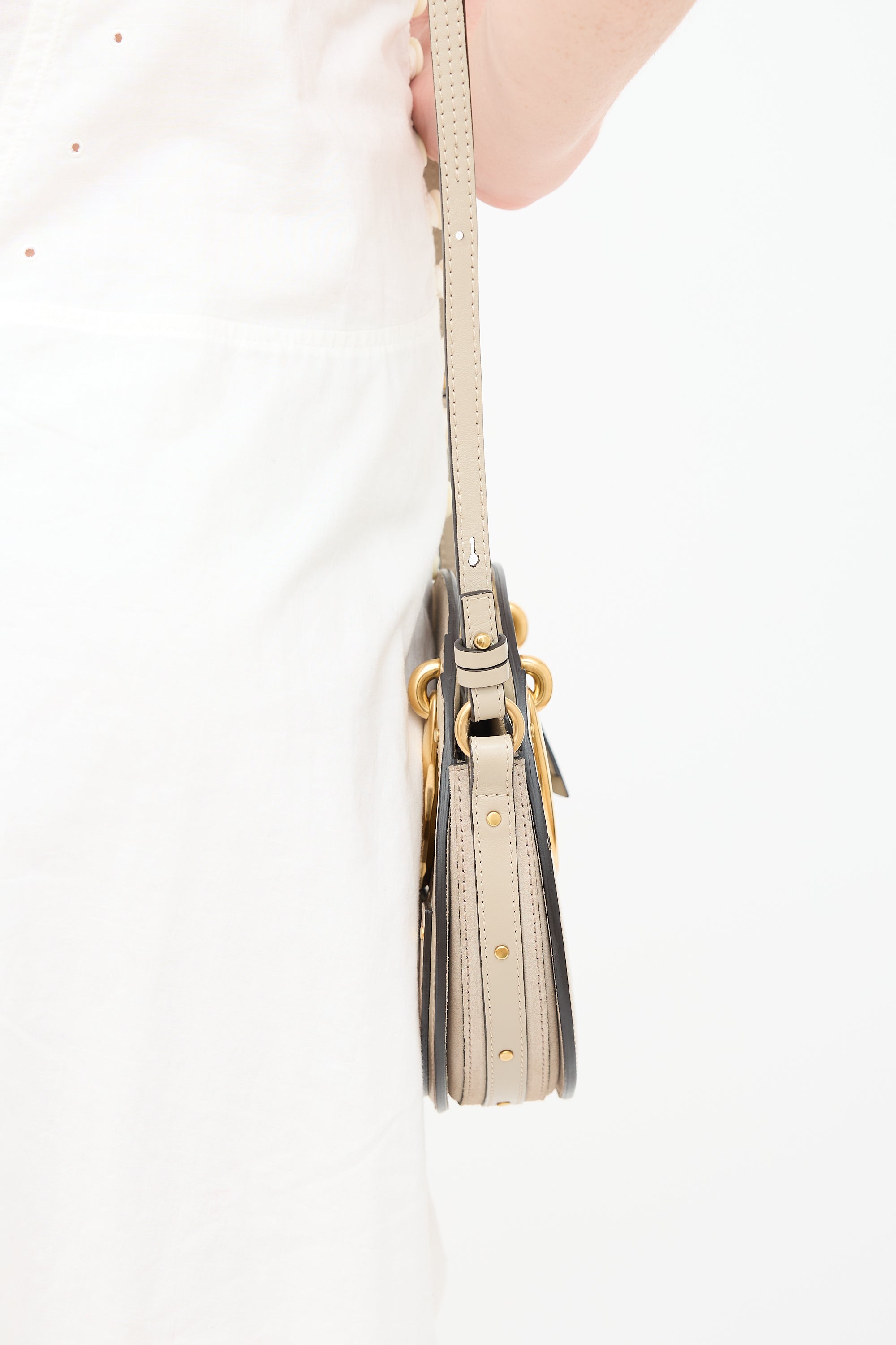Chloé Taupe Leather & Suede Pixie Crossbody Bag