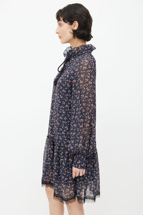 See By Chloè Navy & Pink Floral Dress