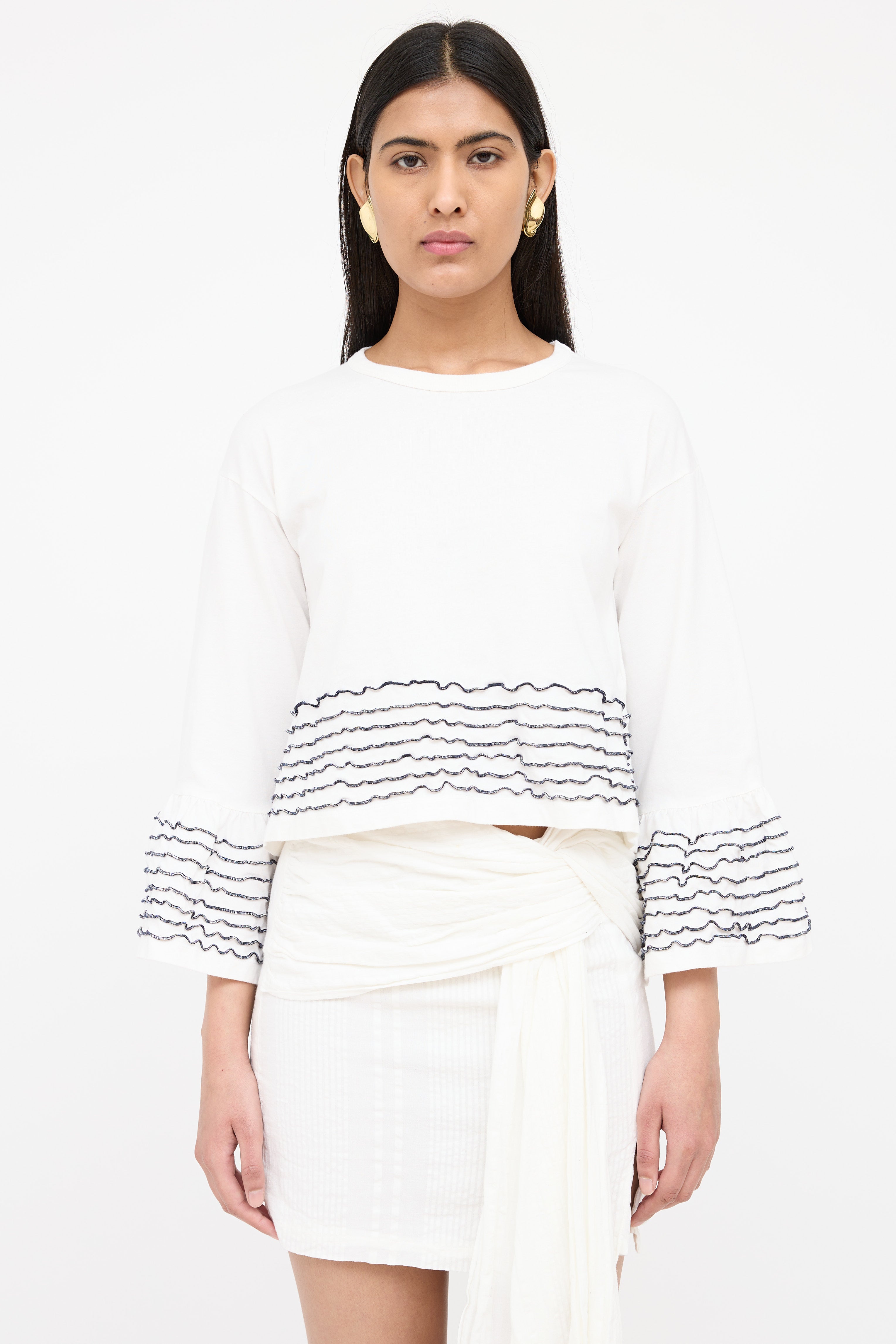 See By Chloé Striped Ruffled Top