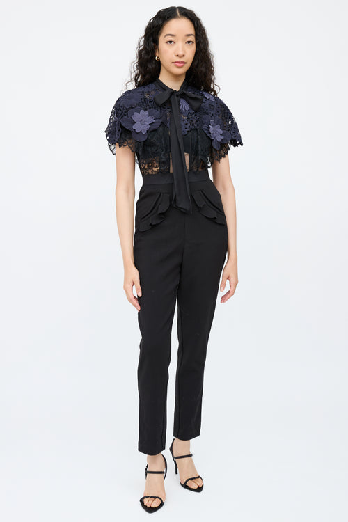 Self-PortraitBlack & Navy Lace Maxi Jumpsuit