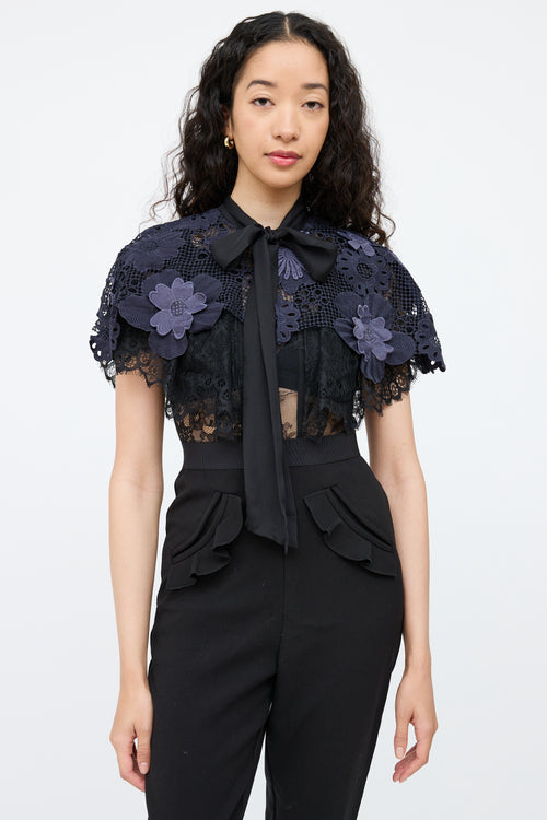 Self-PortraitBlack & Navy Lace Maxi Jumpsuit