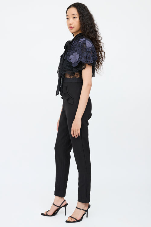 Self-PortraitBlack & Navy Lace Maxi Jumpsuit