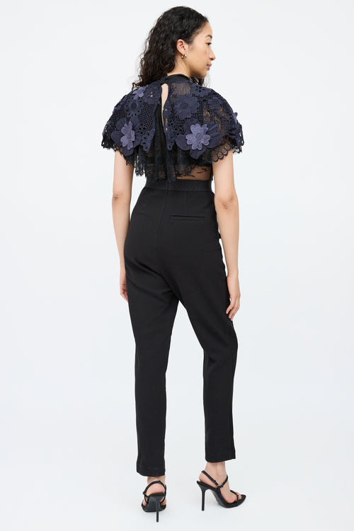 Self-PortraitBlack & Navy Lace Maxi Jumpsuit