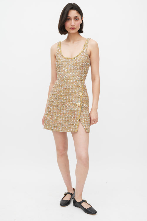 Self-Portrait Gold & Mulitcolour Tinsel Boucle Dress & Jacket Set
