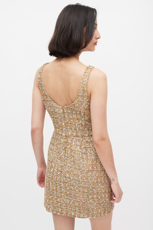 Self-Portrait Gold & Mulitcolour Tinsel Boucle Dress & Jacket Set
