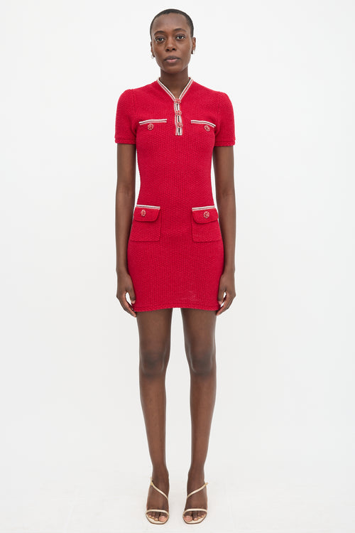 Self-Portrait Knit Diamante Mini Dress