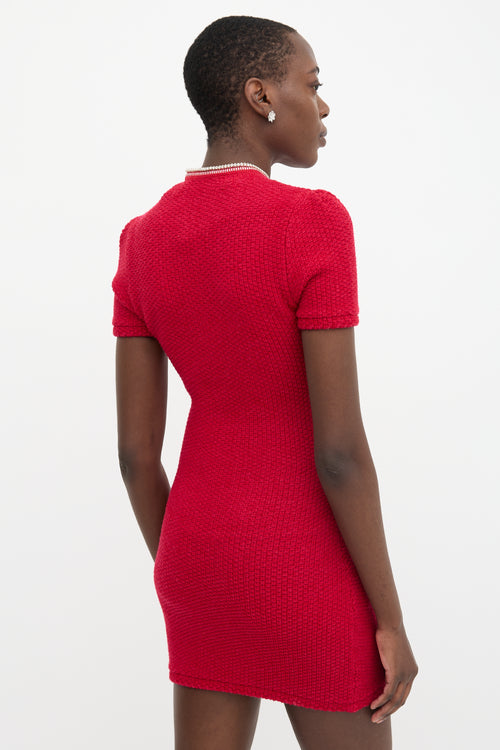 Self-Portrait Knit Diamante Mini Dress