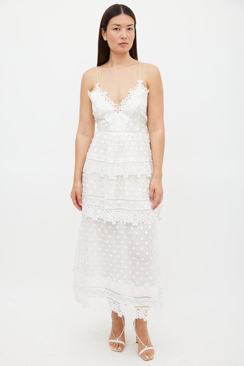 Self-Portrait White Cotton & Lace Ivy Midi Dress