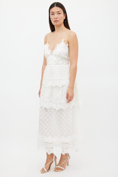 Self-Portrait White Cotton & Lace Ivy Midi Dress