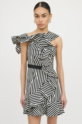 Self-PortraitAsymmetrical Stripe Dress