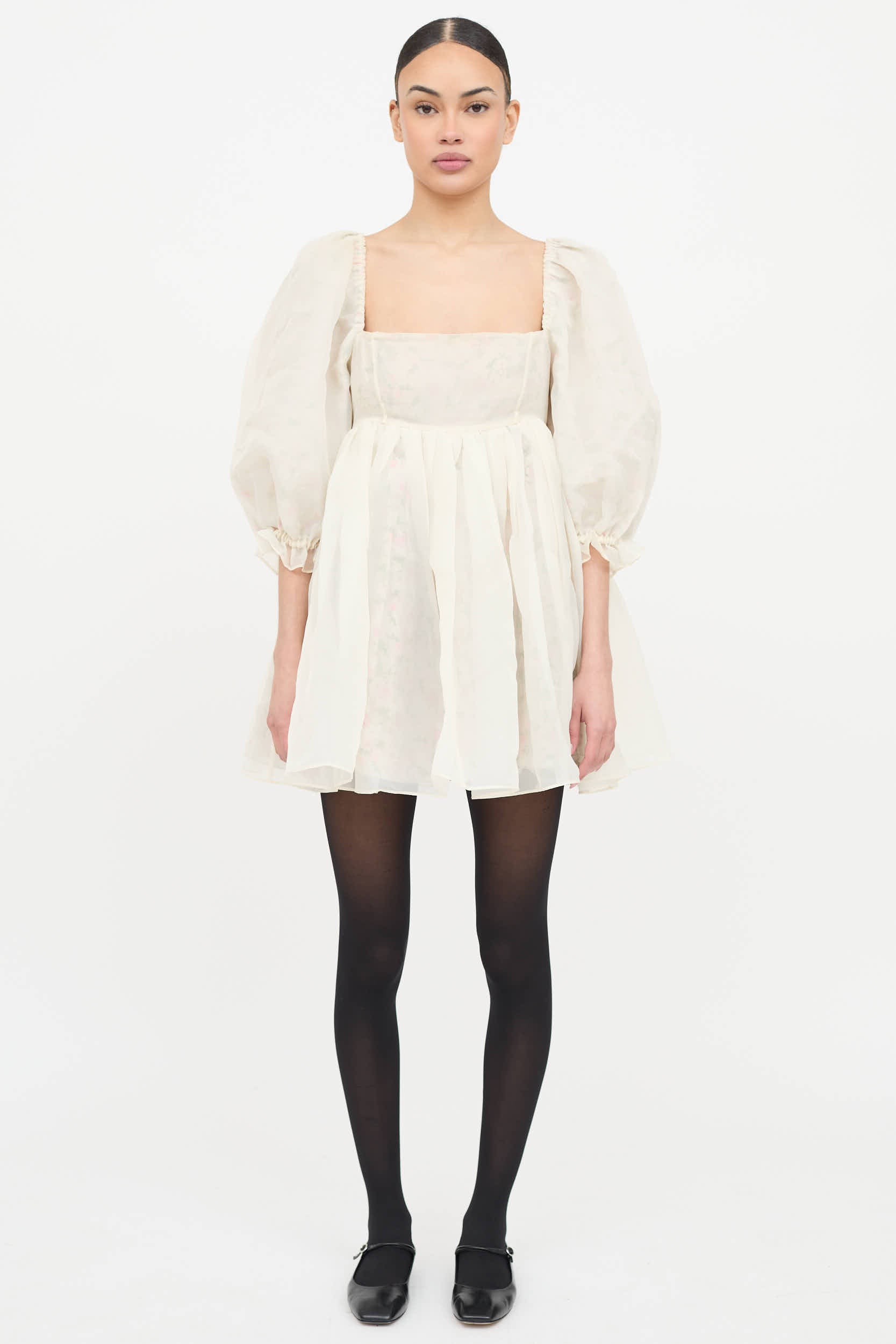 Selkie Floral Mini Puff Dress