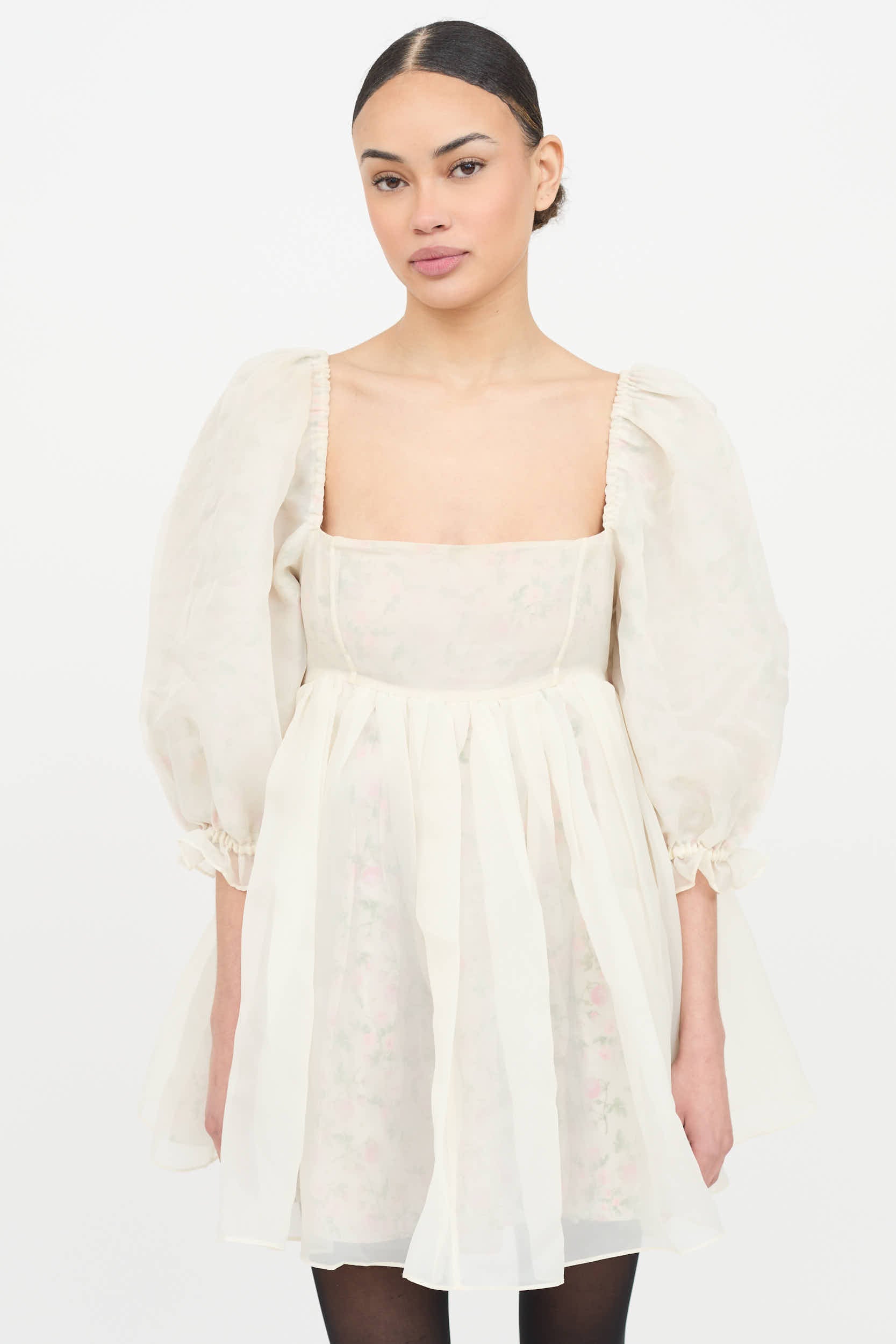 Selkie Floral Mini Puff Dress
