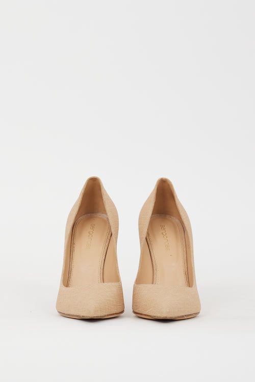 Sergio Rossi Beige Textured Godiva 120 Pump