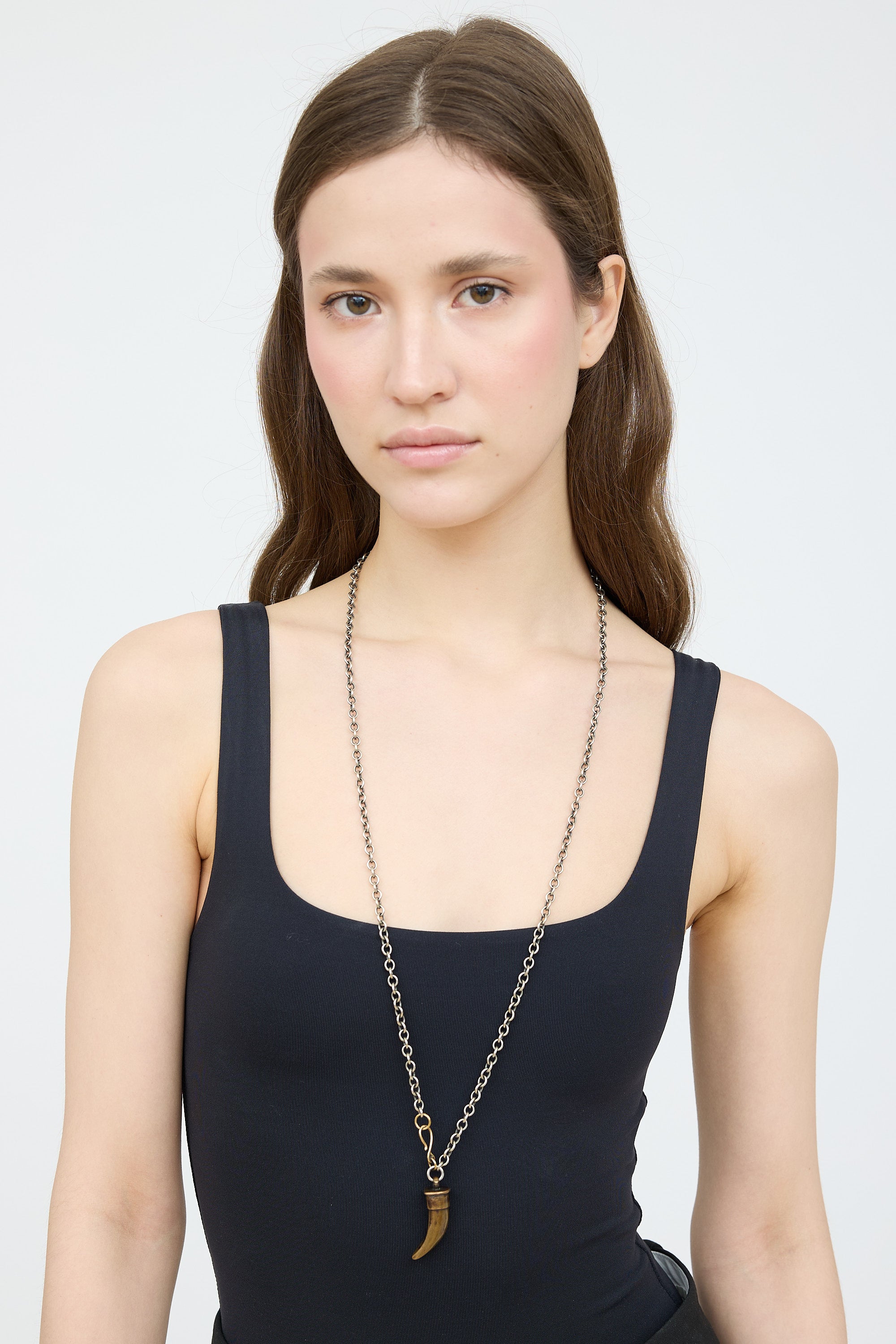 Sterling Silver & Bronze Horn Necklace