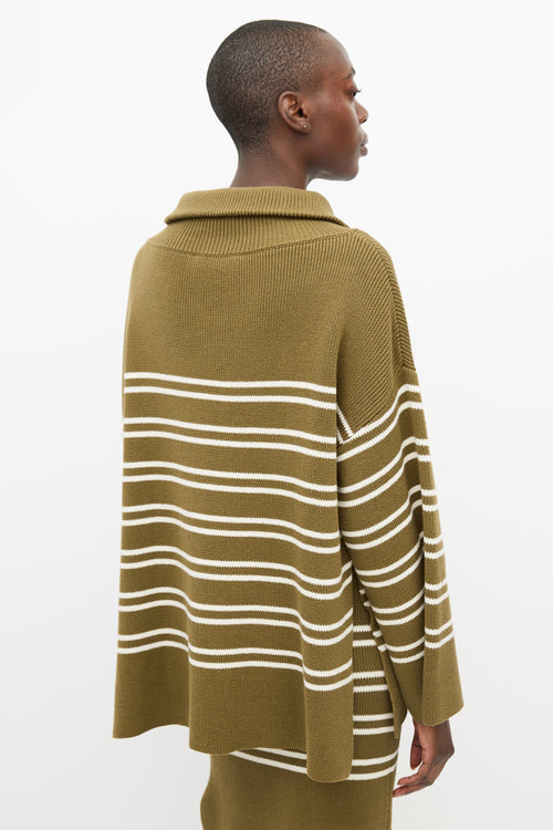 Shona Joy Green & Cream Ribbed Sweater & Skirt Set