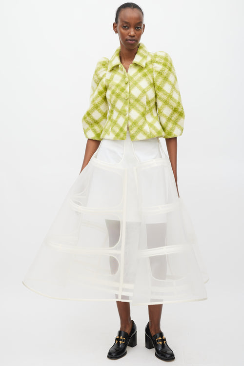 Shushu/Tong Green & White Wool Argyle Jacket