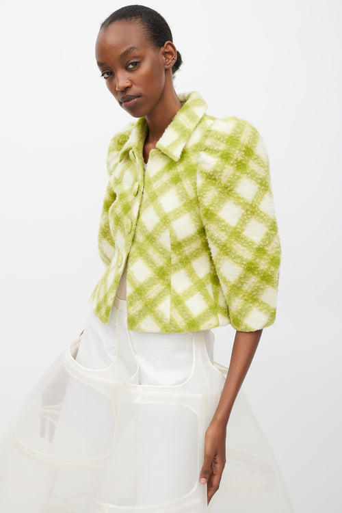 Shushu/Tong Green & White Wool Argyle Jacket