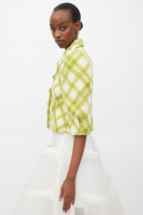 Shushu/Tong Green & White Wool Argyle Jacket