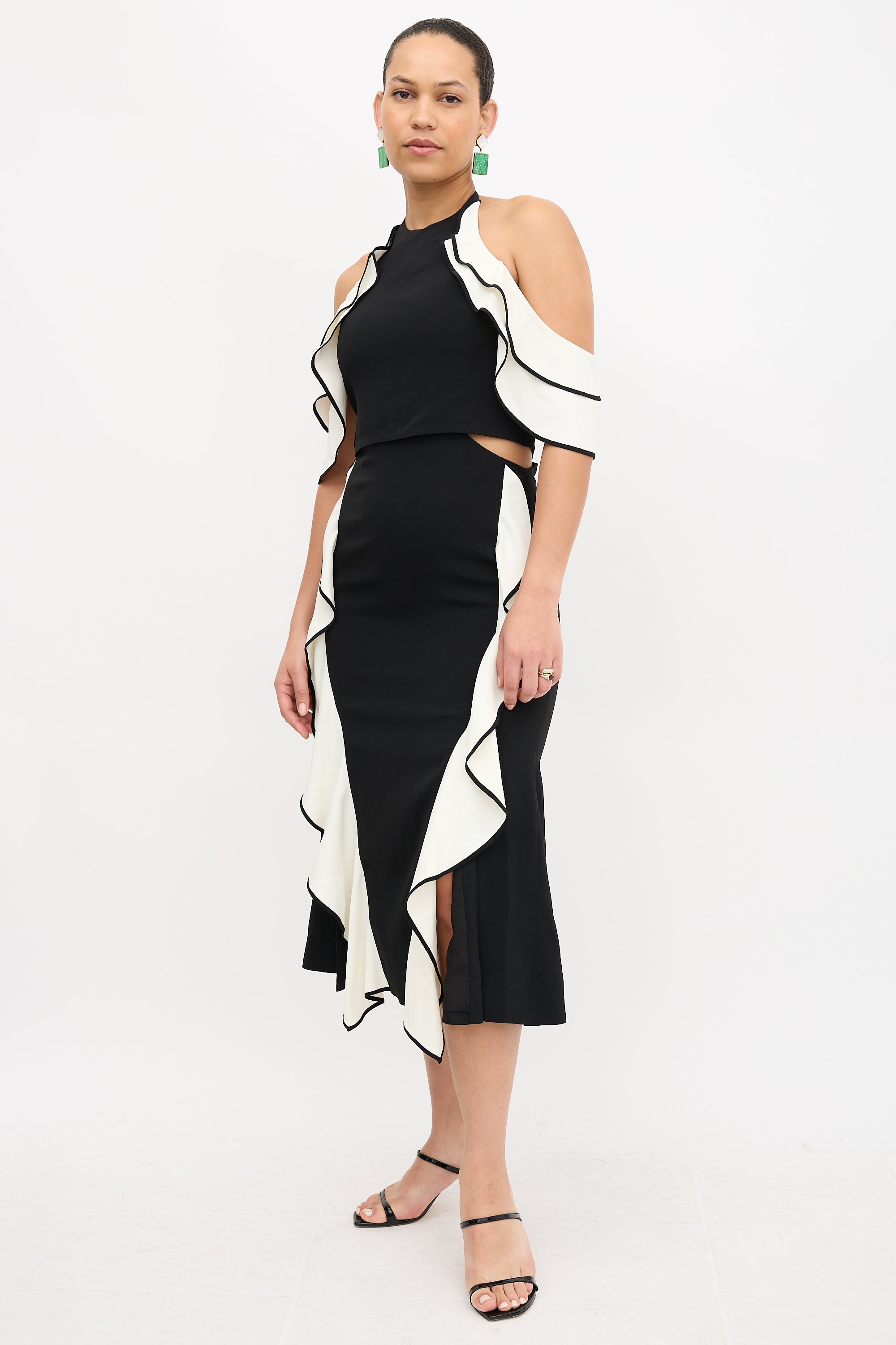 Simkhai Cold Shoulder Ruffle Dress