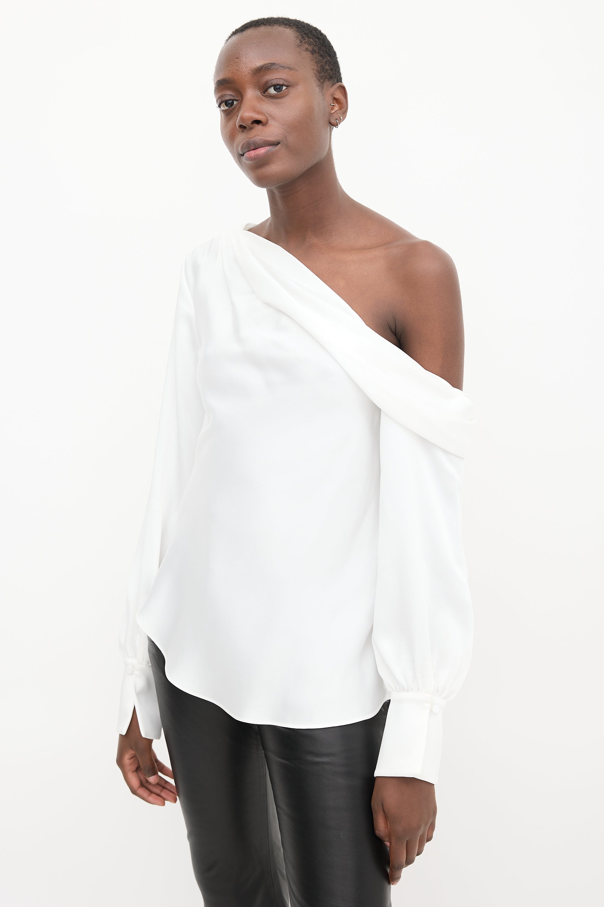 Simkhai White Cut Out One Shoulder Top
