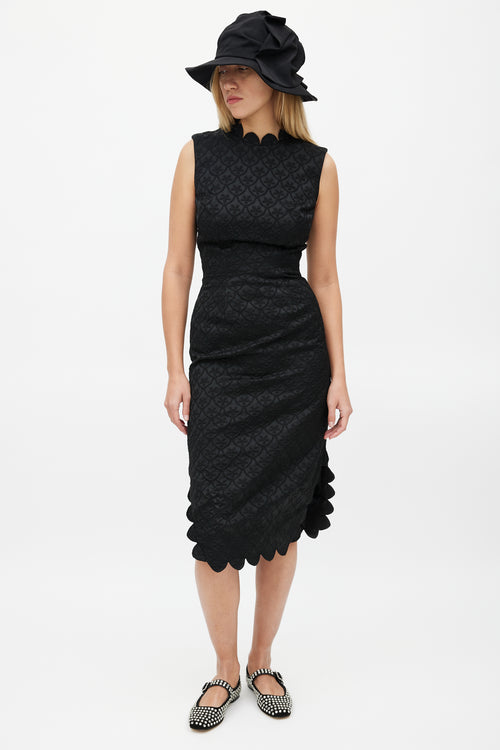 Simone Rocha Black Brocade Dress & Blazer Set