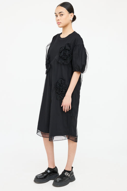 Simone Rocha Mesh Overlay Short Sleeve Dress