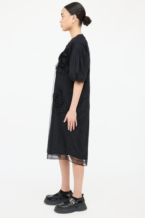 Simone Rocha Mesh Overlay Short Sleeve Dress