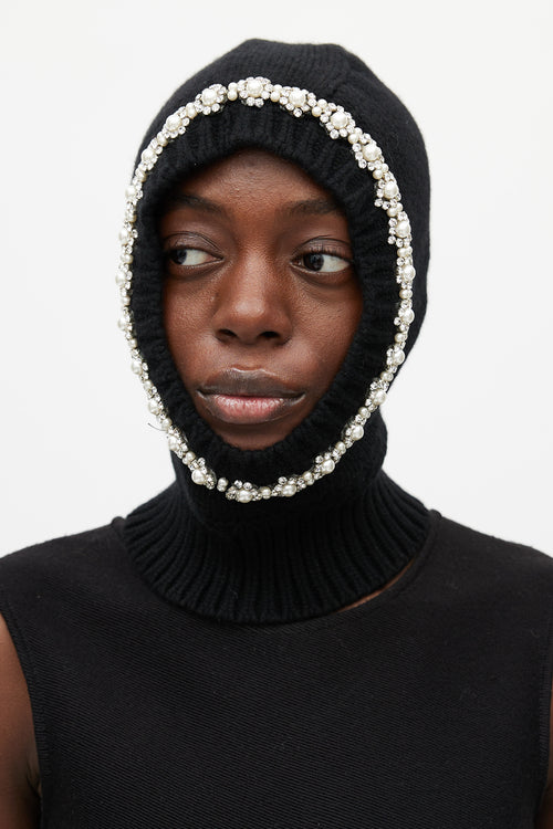 Simone Rocha X Moncler Black & Silver Wool Jewel Balaclava