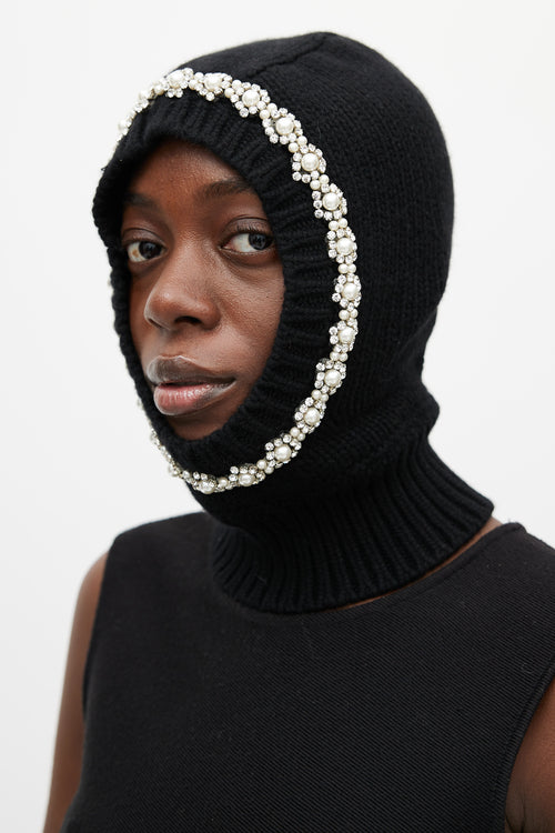 Simone Rocha X Moncler Black & Silver Wool Jewel Balaclava