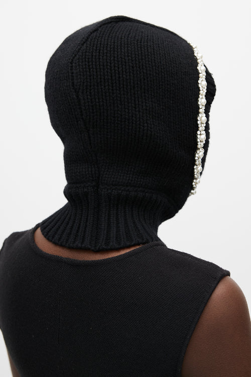 Simone Rocha X Moncler Black & Silver Wool Jewel Balaclava