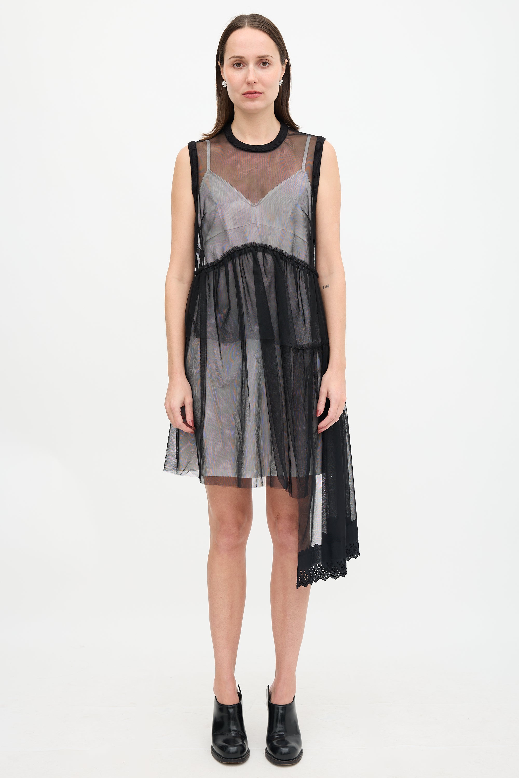 Simone Rocha Tulle Asymmetric Ruffle Dress