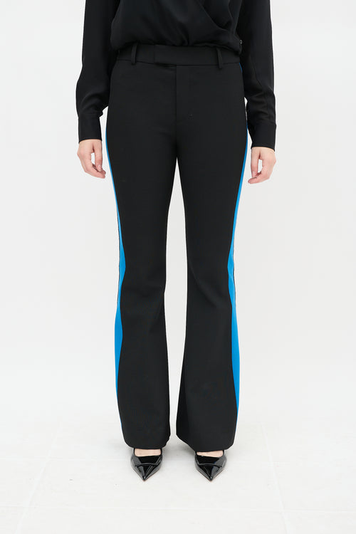 Smythe Black & Blue Striped Flared Pant