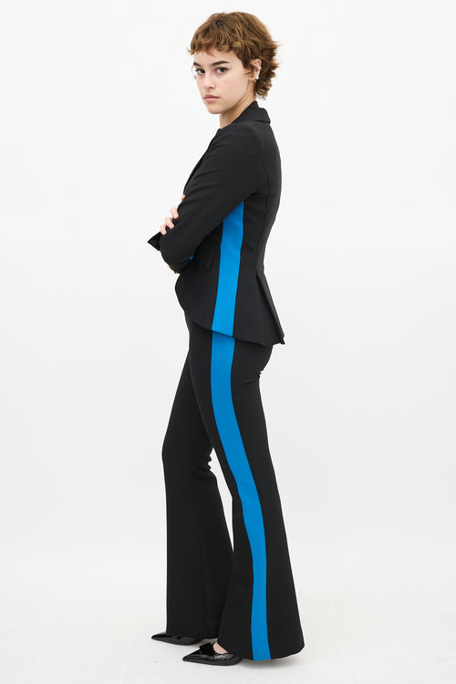 Smythe Black & Blue Striped Flared Pant