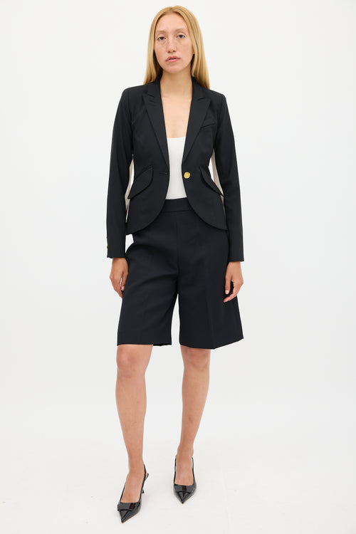Smythe One Button Racing Stripe Blazer