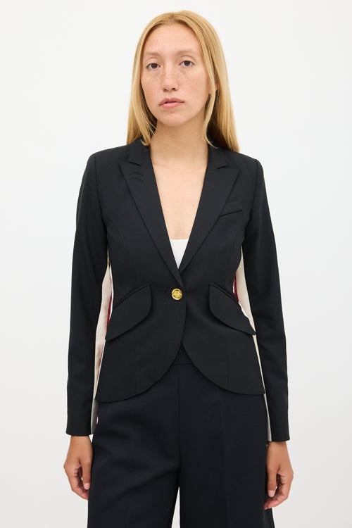 Smythe One Button Racing Stripe Blazer