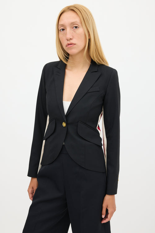 Smythe One Button Racing Stripe Blazer