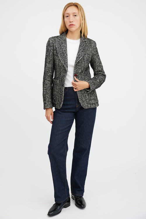 Smythe Herringbone Portrait Neck Blazer